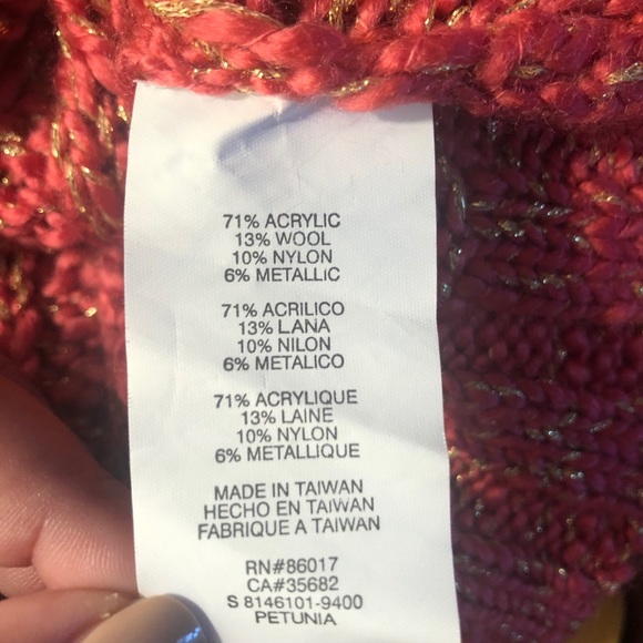 Bebe Coral and Gold Cowl Neck Crop Sweater - Picture 6 of 6